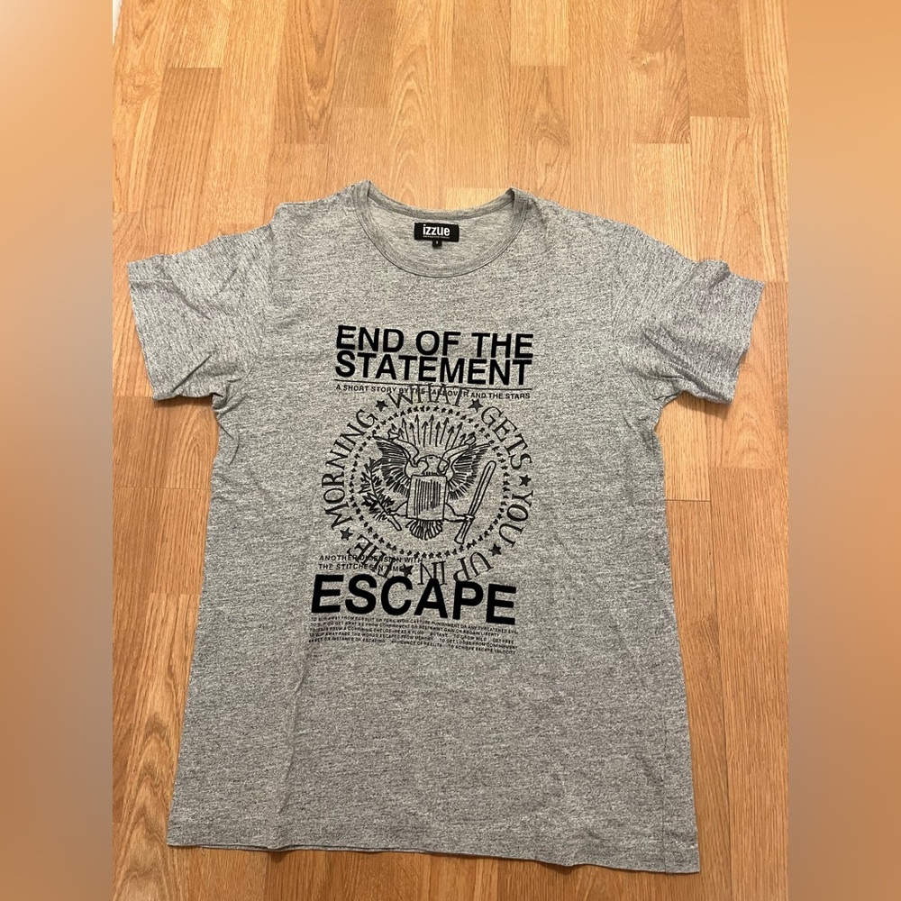 izzue Men’s Graphic T-Shirt – Gray – Size S-M – Pre-Owned